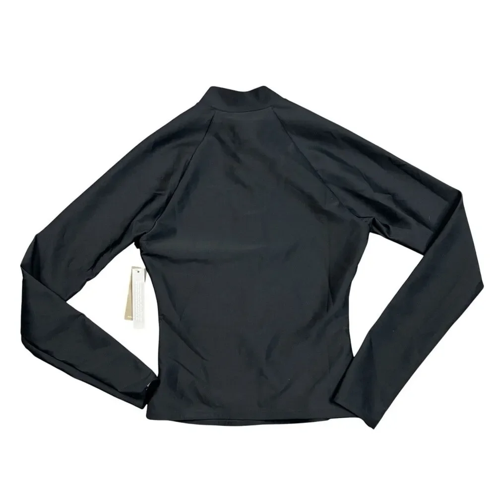 J.Crew Rash Guard Classic Sculpt  Women S Black  Long Sleeve Half Zip Swim CJ741